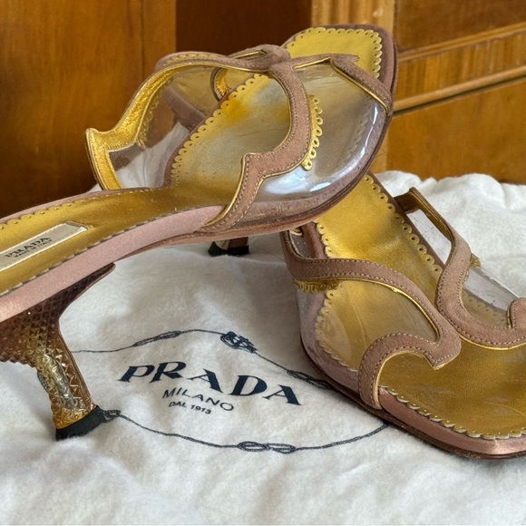 Prada kitten mule slippers 1950’s lucite carved heel retro riviera Italian - Picture 5 of 12